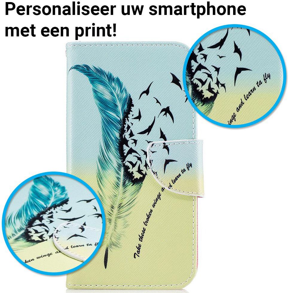 Motorola Moto G5 Plus Portemonnee Hoesje Feathers afbeelding 2