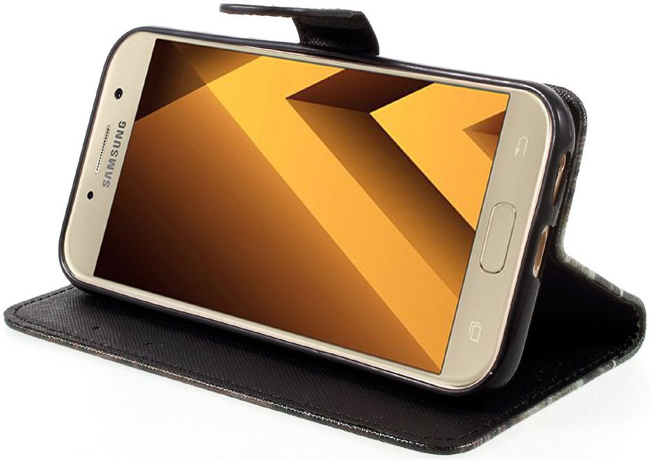 Samsung Galaxy A5 (2017) Portemonnee Print Hoesje Kat en Uil afbeelding 6