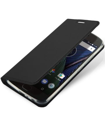 Motorola Moto G5 Plus Luxe Portemonnee Hoesje Zwart Hoesjes