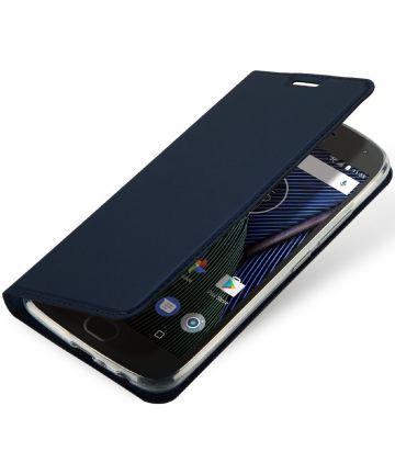 Motorola Moto G5 Plus Luxe Portemonnee Hoesje Blauw Hoesjes