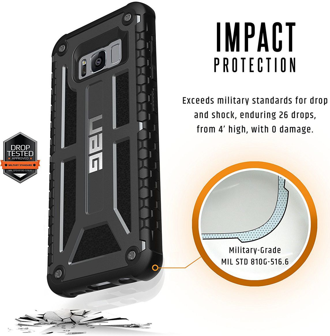 Urban Armor Gear Monarch Hoesje Samsung Galaxy S8 Graphite afbeelding 5