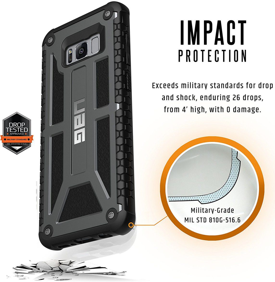 Urban Armor Gear Monarch Hoesje Samsung Galaxy S8 Plus Graphite afbeelding 5