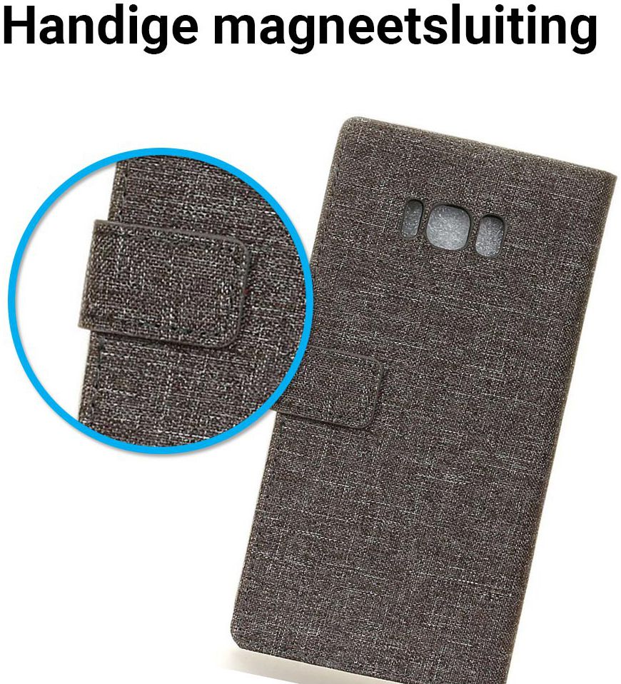 Samsung Galaxy S8 Linnen Portemonnee Hoesje Zwart afbeelding 6
