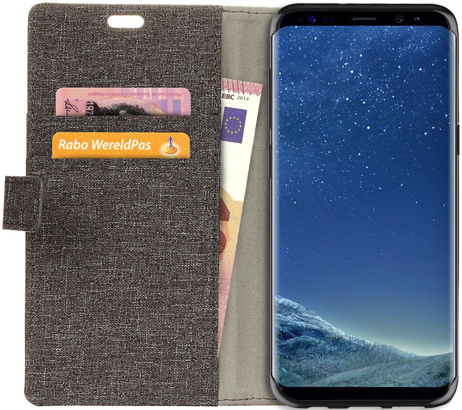 Samsung Galaxy S8 Linnen Portemonnee Hoesje Zwart afbeelding 2