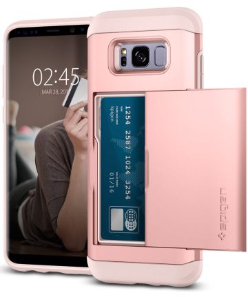 Spigen Slim Armor Card Slot Samsung Galaxy S8 Rose Gold Hoesjes