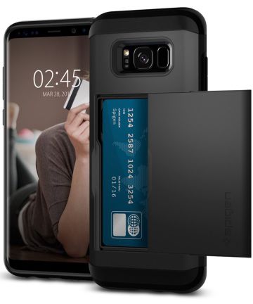 Spigen Slim Armor Card Slot Samsung Galaxy S8 Black Hoesjes