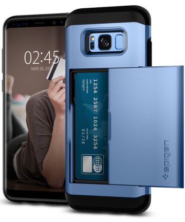 Spigen Slim Armor Card Slot Samsung Galaxy S8 Blue Coral Hoesjes