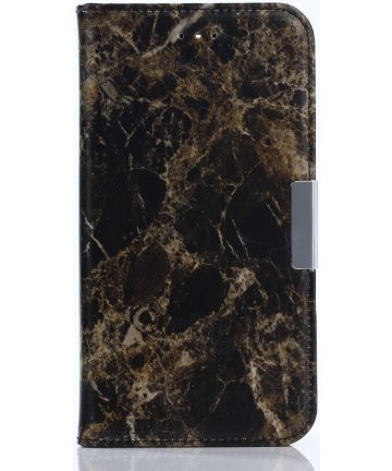 LG K8 (2017) Marble Grain Wallet Case Zwart Hoesjes