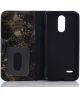 LG K8 (2017) Marble Grain Wallet Case Zwart