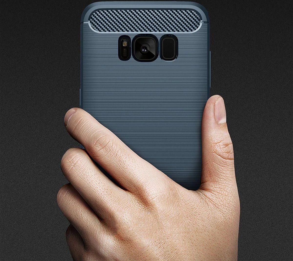 Samsung Galaxy S8 Geborsteld TPU Hoesje Donker Blauw afbeelding 2