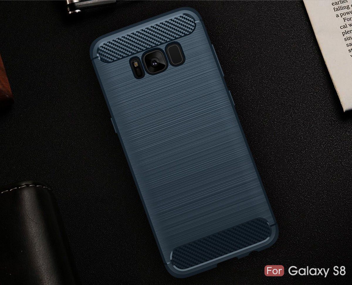 Samsung Galaxy S8 Geborsteld TPU Hoesje Donker Blauw afbeelding 9