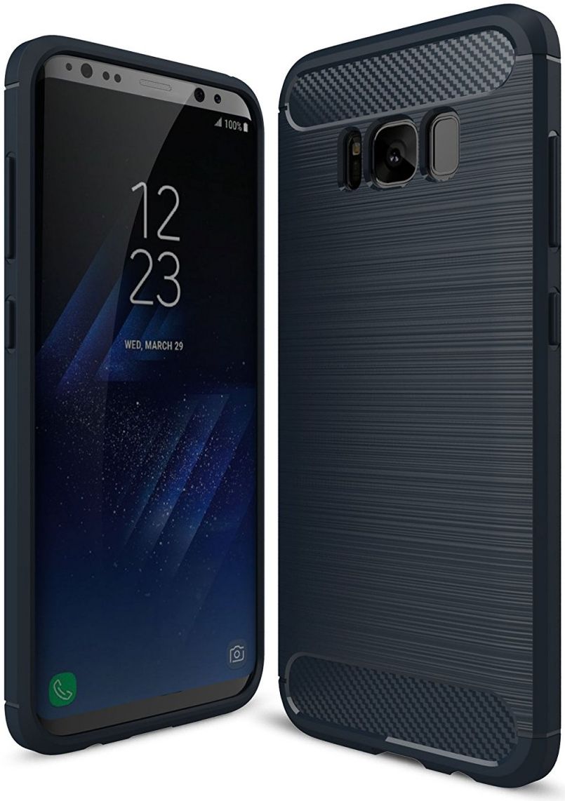 Samsung Galaxy S8 Geborsteld TPU Hoesje Donker Blauw afbeelding 1
