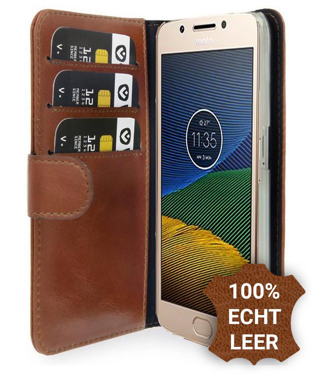 Valenta Luxe Motorola Moto G5 Plus Hoesje Leer Bookcase Bruin afbeelding 1