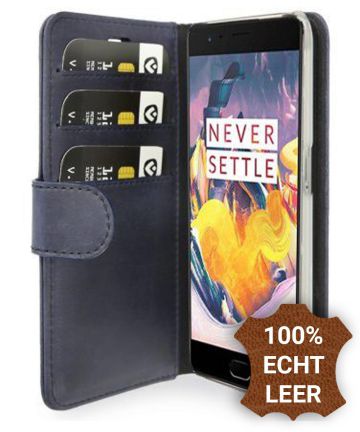 Valenta Luxe OnePlus 3T Hoesje Leer Bookcase Vintage Blauw Hoesjes