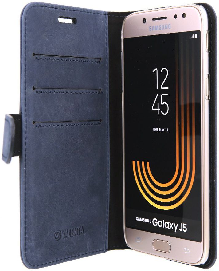 Valenta Luxe Samsung Galaxy J5 2017 Hoesje Leer Bookcase Vintage Blauw afbeelding 6