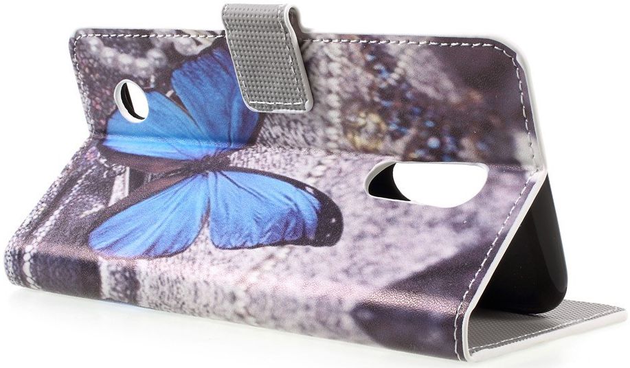 LG K10 (2017) Portemonnee Hoesje Blue Butterflies afbeelding 7
