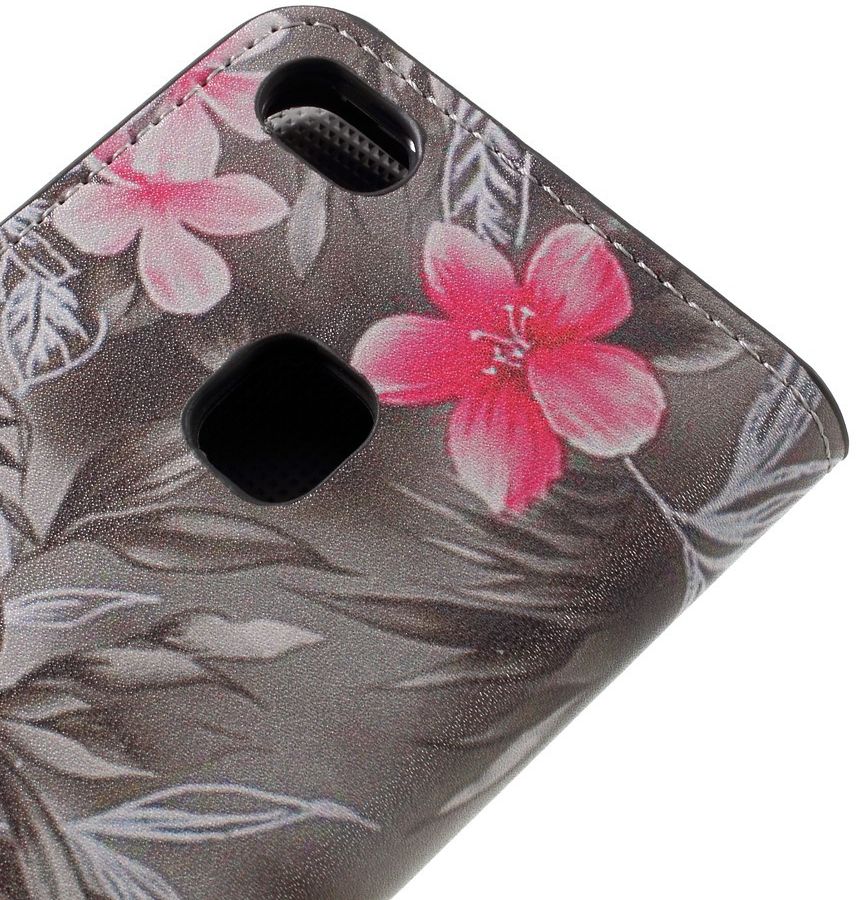 Huawei P10 Lite Portemonnee Hoesje Red Flowers afbeelding 8