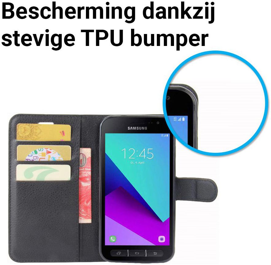 Samsung Galaxy Xcover 4/4s Lychee Portemonnee Hoesje Zwart afbeelding 9