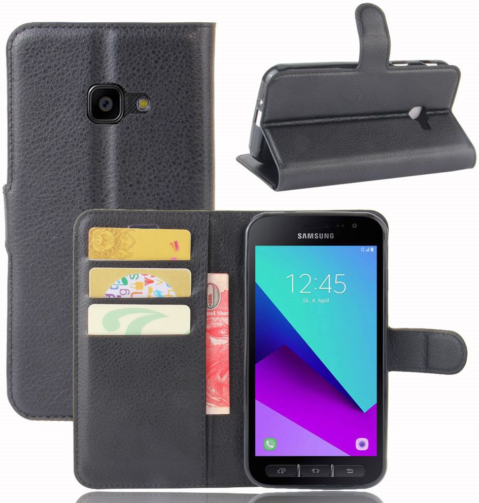 Samsung Galaxy Xcover 4/4s Lychee Portemonnee Hoesje Zwart afbeelding 5