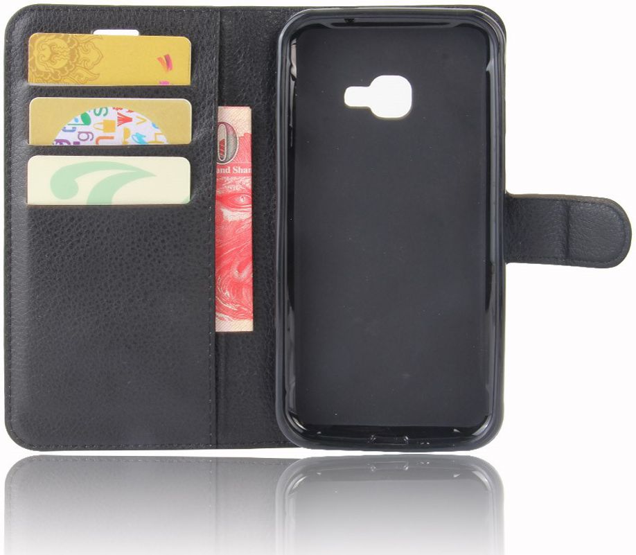 Samsung Galaxy Xcover 4/4s Lychee Portemonnee Hoesje Zwart afbeelding 10