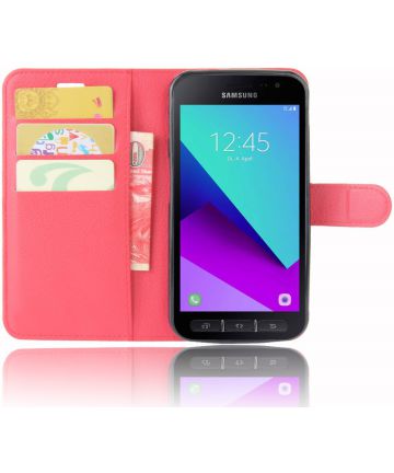 Samsung Galaxy Xcover 4/4s Lychee Portemonnee Hoesje Rood Hoesjes