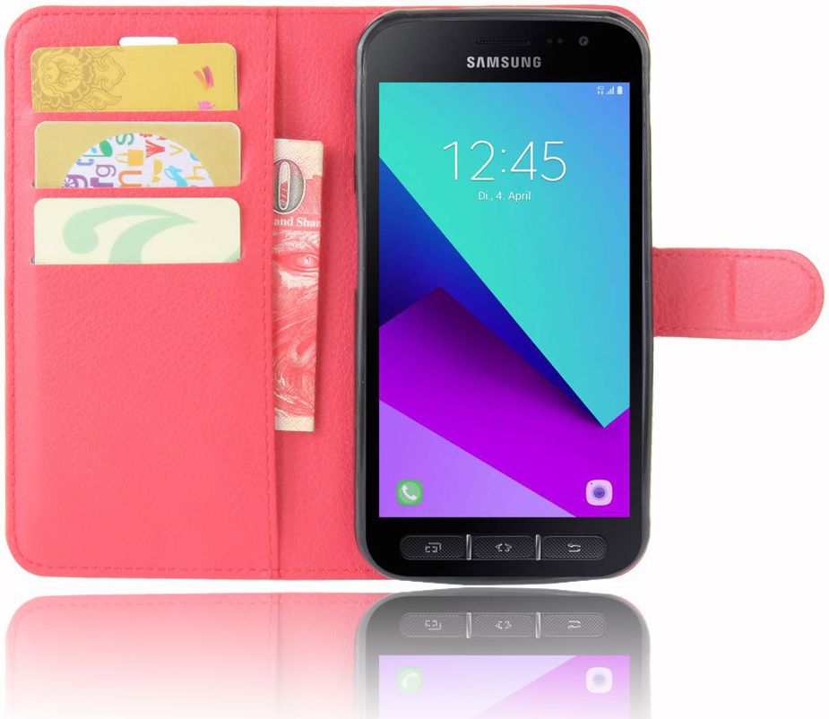 Samsung Galaxy Xcover 4/4s Lychee Portemonnee Hoesje Rood afbeelding 1