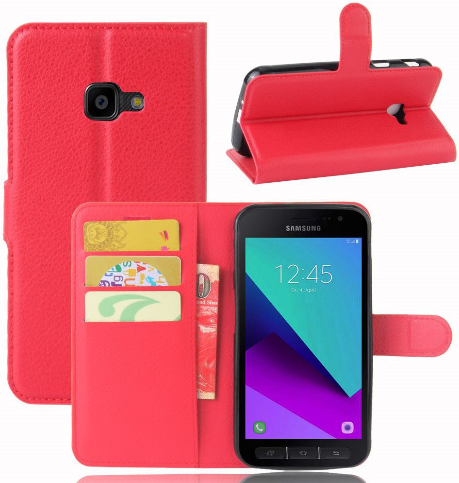 Samsung Galaxy Xcover 4/4s Lychee Portemonnee Hoesje Rood afbeelding 8