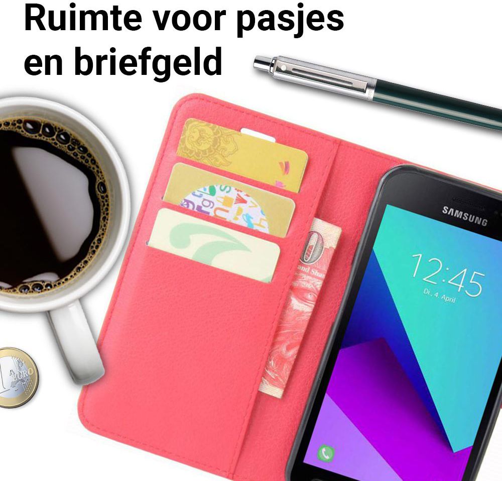 Samsung Galaxy Xcover 4/4s Lychee Portemonnee Hoesje Rood afbeelding 2