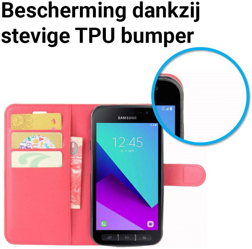 Samsung Galaxy Xcover 4/4s Lychee Portemonnee Hoesje Rood afbeelding 3