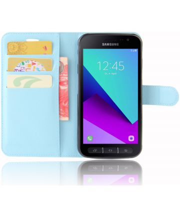 Samsung Galaxy Xcover 4 Lychee Portemonnee Hoesje Blauw Hoesjes