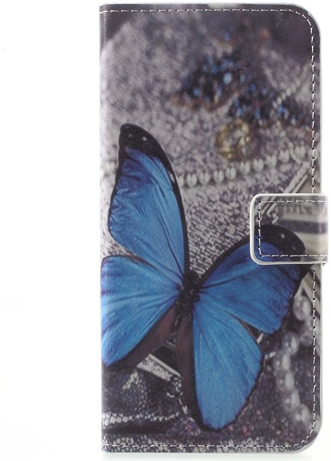 Motorola Moto G5 Plus Portemonnee Hoesje Blauwe Vlinder afbeelding 1