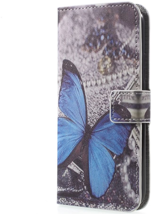 Motorola Moto G5 Plus Portemonnee Hoesje Blauwe Vlinder afbeelding 4