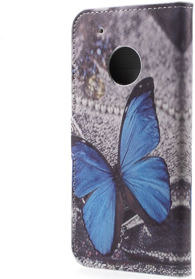 Motorola Moto G5 Plus Portemonnee Hoesje Blauwe Vlinder afbeelding 5