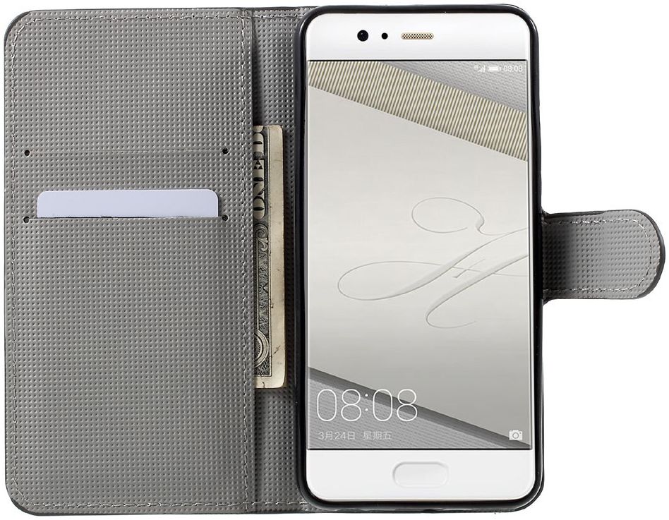 Huawei P10 Portemonnee Print Hoesje White Flowers afbeelding 2