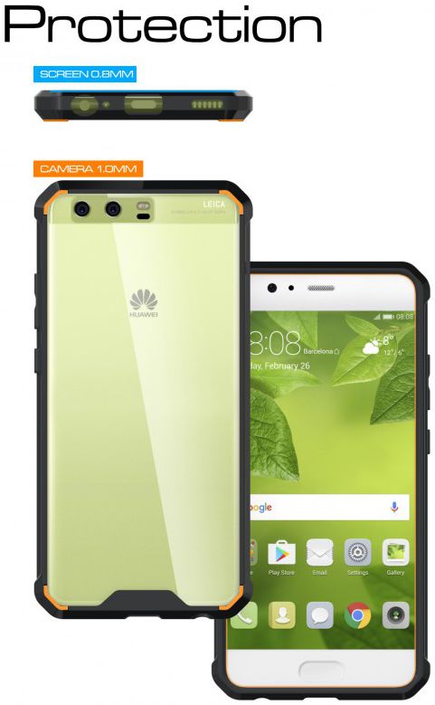 Huawei P10 Hoesje Armor Backcover Transparant Zwart afbeelding 10
