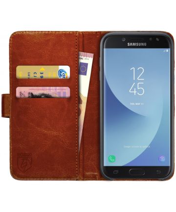 Rosso Samsung Galaxy J3 2017 Hoesje Premium Book Cover Bruin Hoesjes