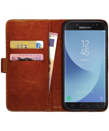 Rosso Samsung Galaxy J7 2017 Hoesje Premium Book Cover Bruin Hoesjes