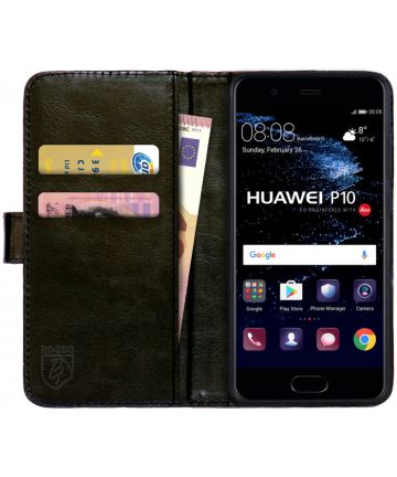 Rosso Huawei P10 Plus Hoesje Premium Book Cover Zwart Hoesjes
