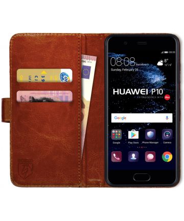 Rosso Huawei P10 Plus Hoesje Premium Book Cover Bruin Hoesjes