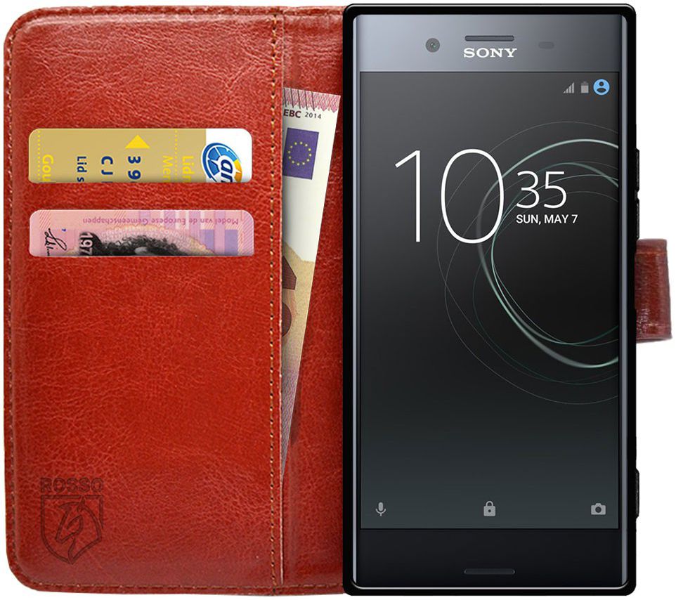 Rosso Sony Xperia XZ Premium Hoesje Premium Book Cover Bruin afbeelding 1