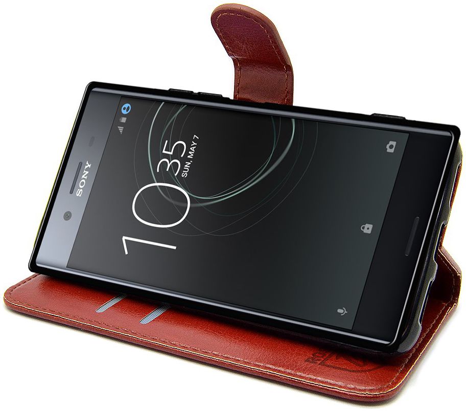Rosso Sony Xperia XZ Premium Hoesje Premium Book Cover Bruin afbeelding 2