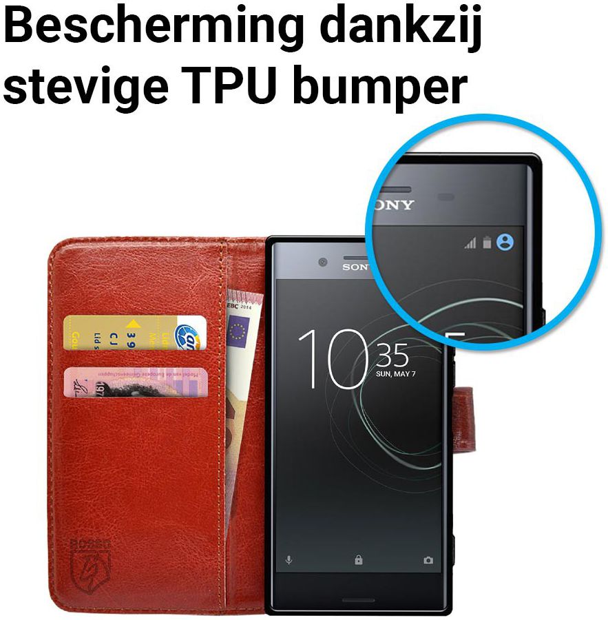 Rosso Sony Xperia XZ Premium Hoesje Premium Book Cover Bruin afbeelding 7