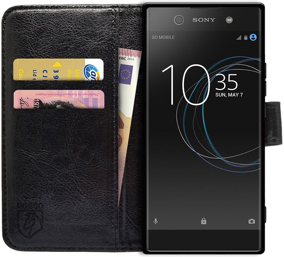 Rosso Sony Xperia XA1 Ultra Hoesje Premium Book Cover Zwart afbeelding 1