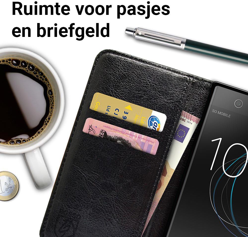 Rosso Sony Xperia XA1 Ultra Hoesje Premium Book Cover Zwart afbeelding 3