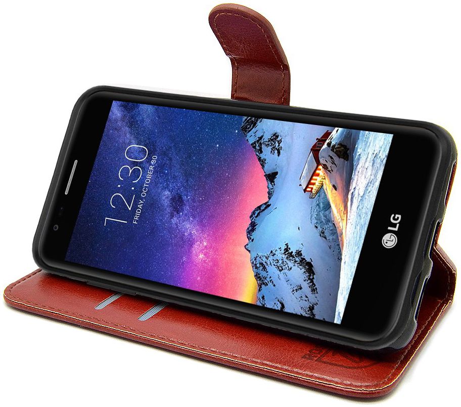 Rosso LG K8 2017 Hoesje Premium Book Cover Bruin afbeelding 2