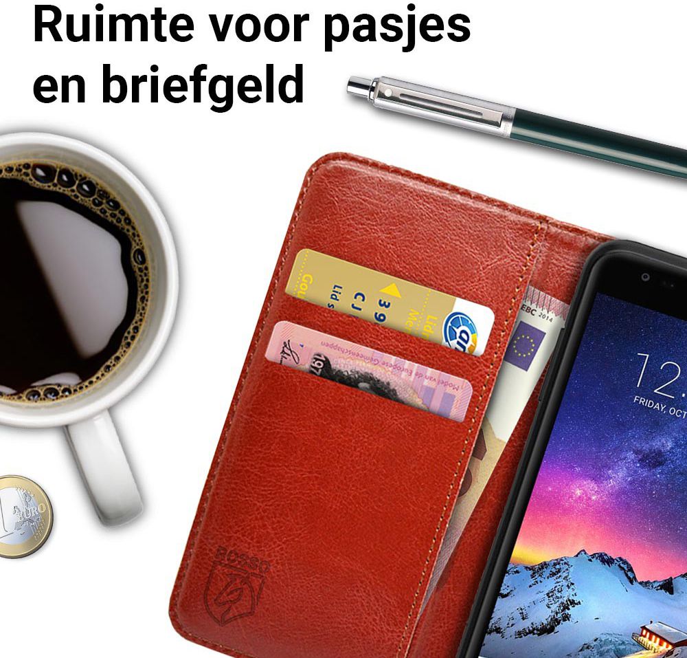 Rosso LG K8 2017 Hoesje Premium Book Cover Bruin afbeelding 4