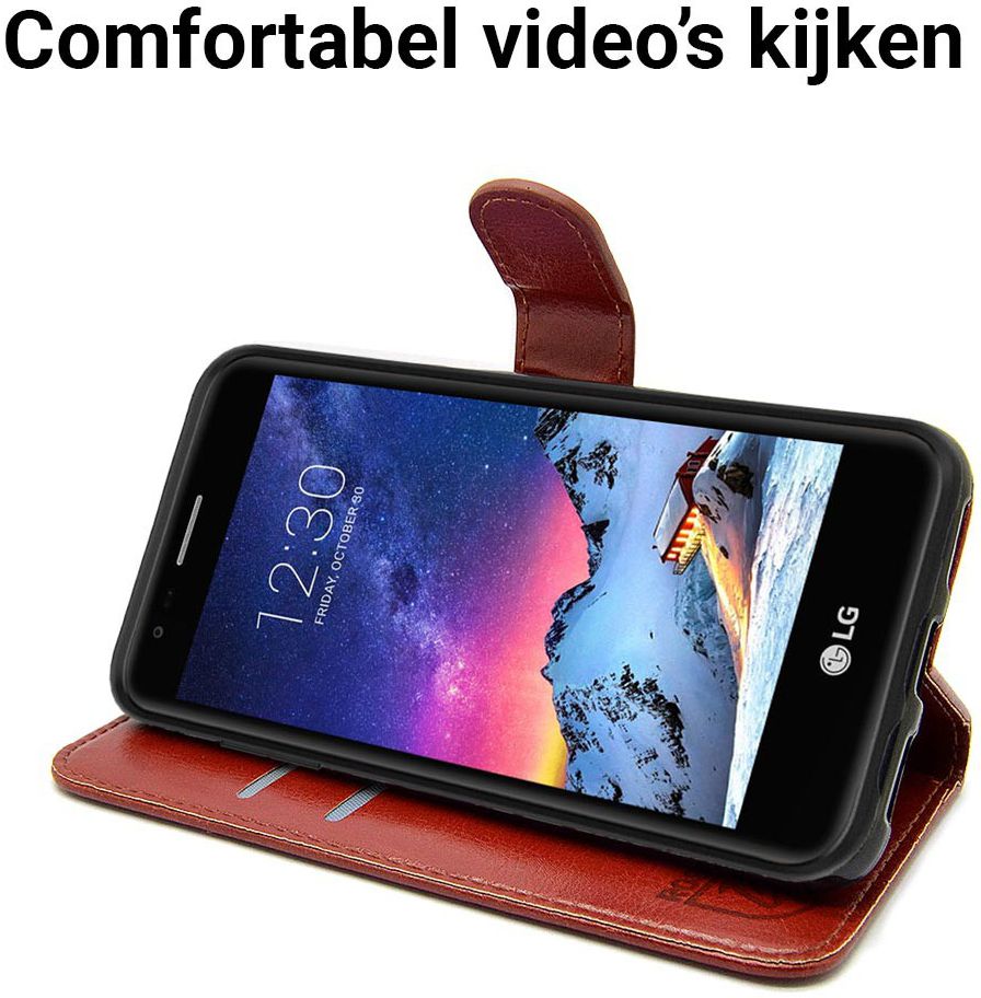 Rosso LG K8 2017 Hoesje Premium Book Cover Bruin afbeelding 8