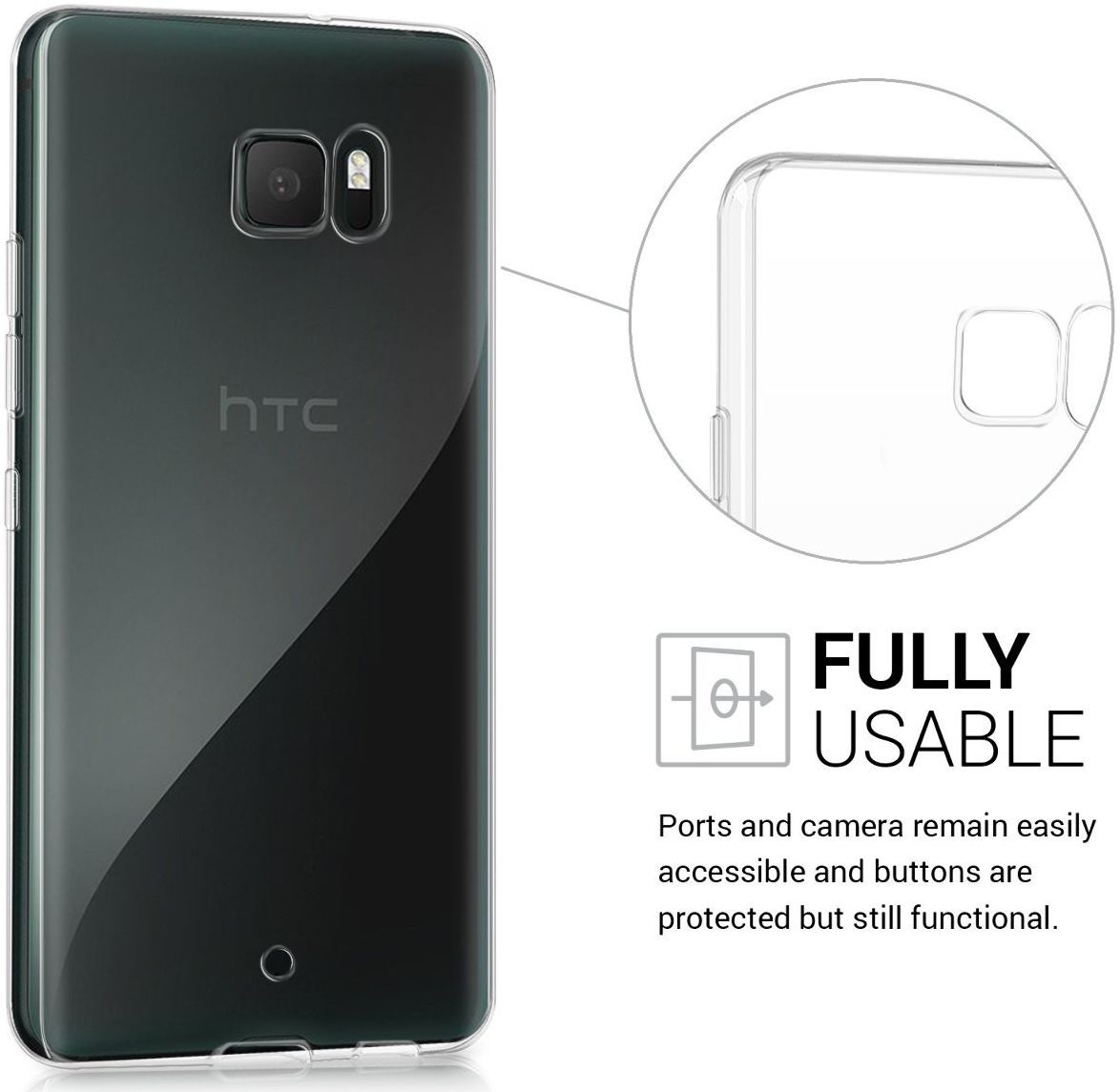 HTC U Ultra Hoesje Dun TPU Transparant afbeelding 7