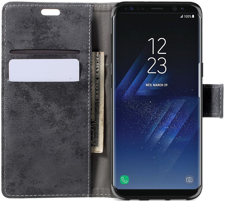 Samsung Galaxy S8 Vintage Bookcase Grijs afbeelding 1