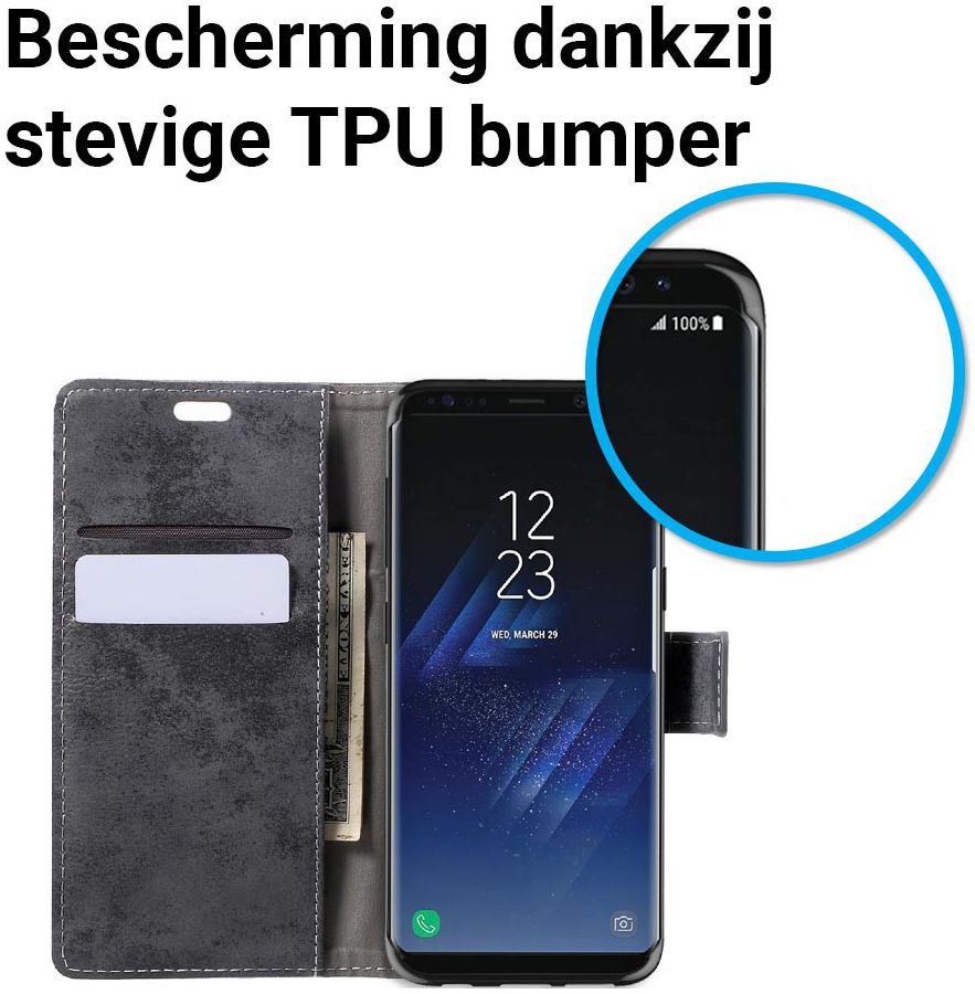 Samsung Galaxy S8 Vintage Bookcase Grijs afbeelding 5